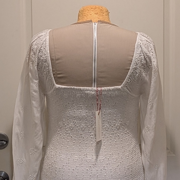 NWT LoveShackFancy XL Jayce 100% Indian Cotton Smocked Ajouré Design Mini Dress - Picture 12 of 16